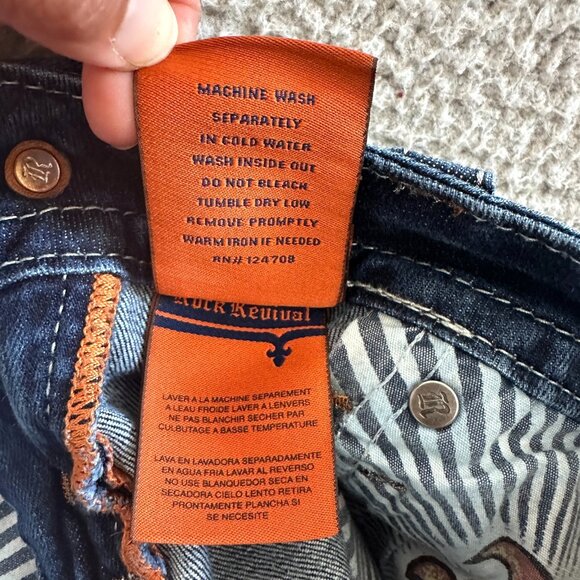 Y2K Rock Revival Easy Straight Jeans Heather Bling Embellished Flap Pocket - Picture 15 of 16